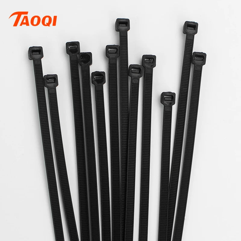 Self-locking plastic nylon tie 100PCS/bag  black Zip wraps strap nylon cable tie set  fastening ring  Loop Wire Wrap