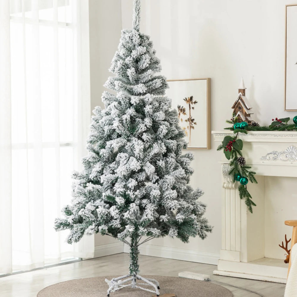 2025 Christmas 2.1m White Simulation Artificial Flocking Snow Christmas Tree Adornment for home party hotel shopping mall