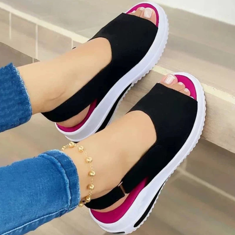 Summer Women's Shoes Platform Sandals Stretch Fabric Fashion Shoes Women Comfort Walking Ladies  Female Casual Footwear