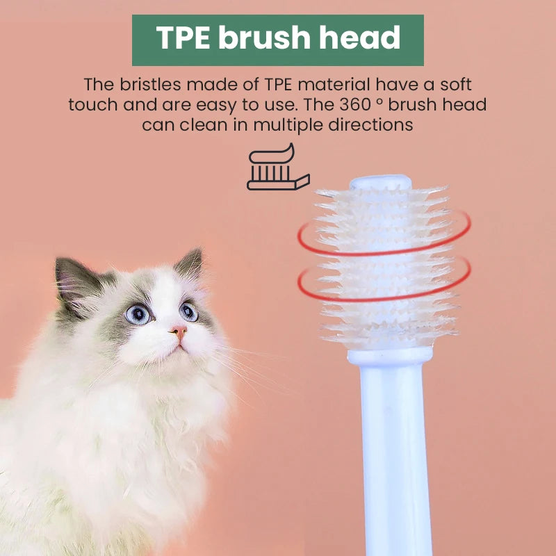 1pcs  Pet Toothbrush, Cat Toothbrush, Dog Toothbrush, Cat 360 Degree Oral Cleaning, Small Head Dog Toothbrush, Pet Supplies