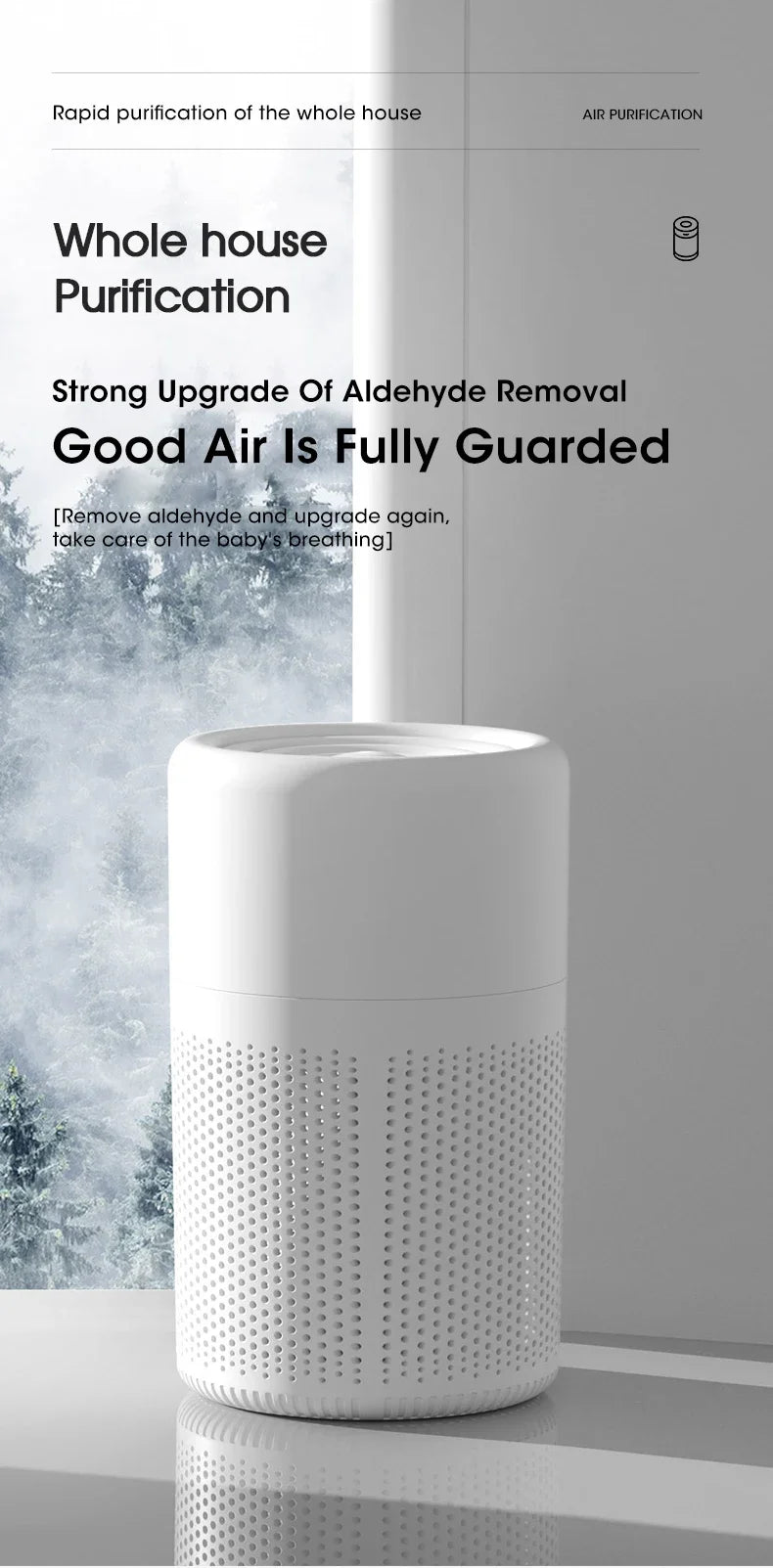 Smart Air Purifier Negative Ions Generator H12 HEPA Filter Purification Intelligent Desktop Air Purifier