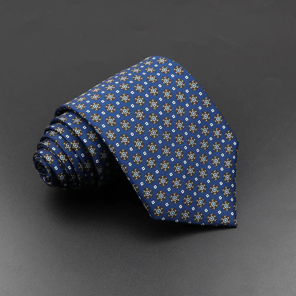 Men's Fashion Silk Tie 7.5cm Soft Novelty Necktie Blue Green Orange Color Ties For Men Dot Floral Bowtie Wedding Business Gift