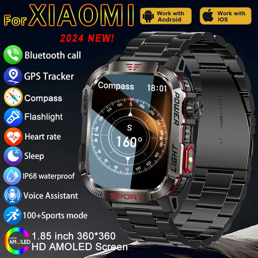 Bulbusbow 2024 Outdoor Smart Watch for Xiaomi - 2.01-Inch HD AMOLED Screen, GPS, Compass, Bluetooth Calling, Long Battery Life