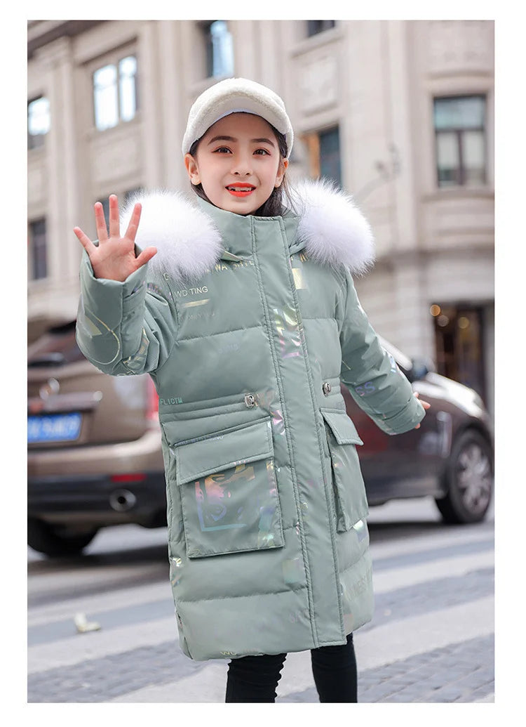 New Winter Down cotton Jacket Girls Waterproof Hooded Coat Children Outerwear Clothing Teenage 5-16Y clothes Kids Parka Snowsuit