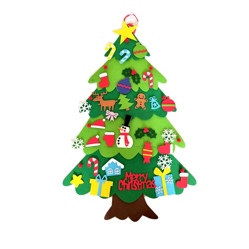 DIY Felt Christmas Tree Christmas Decoration for Home Navidad Noel 2025 New Year Christmas Ornaments Santa Claus Xmas Kids Gifts