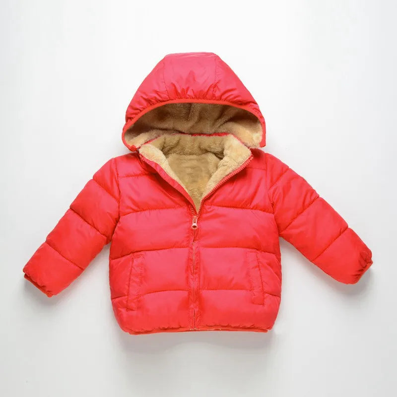 Children's Cotton Cloths Down Jacket Coat Baby Kids  Clothing Boy Girls Cashmere Winter Thick Warm Zipper Hooded Outwear