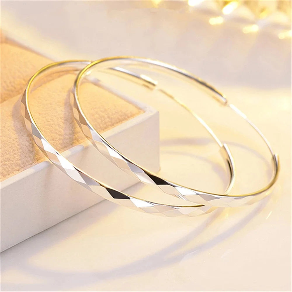 Bulbusbow Fine 925 Sterling Silver Luxury 5CM Big Circle Hoop Earrings for Women – Original Designer Party &amp; Wedding Jewelry Gifts, Classic Elegant Silver Hoop