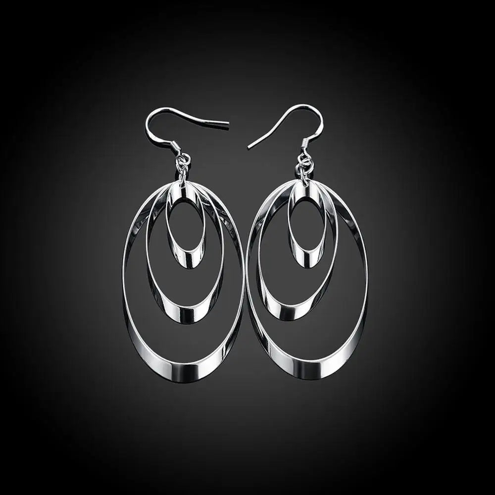 JewelryTop store 925 Sterling silver Earrings charms round for women girl wedding engagement jewelry noble beautiful fashion