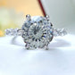 4-carat high-end light luxury super dazzling aurora fireworks ring diamond wedding ring 925 silver high carbon diamond