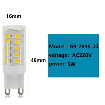 G9 led 9W 12W 15W 20W AC110V 220V   led lamp  SMD 2835 LED g9 cold /warm/natural light  Replace 30/40W halogen lamp light