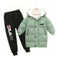 Boys' and Girls' Clothing Set, Warm Feather Jacket, Clothing Set, Children's Snow Clothing, Coat, Pants, Winter 2024