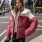 YJKDYK 2024 Winter Women's Cotton Jacket Female Contrast Hooded Thicken Warm Parkas Coats Top Women Street Fashion Jacket