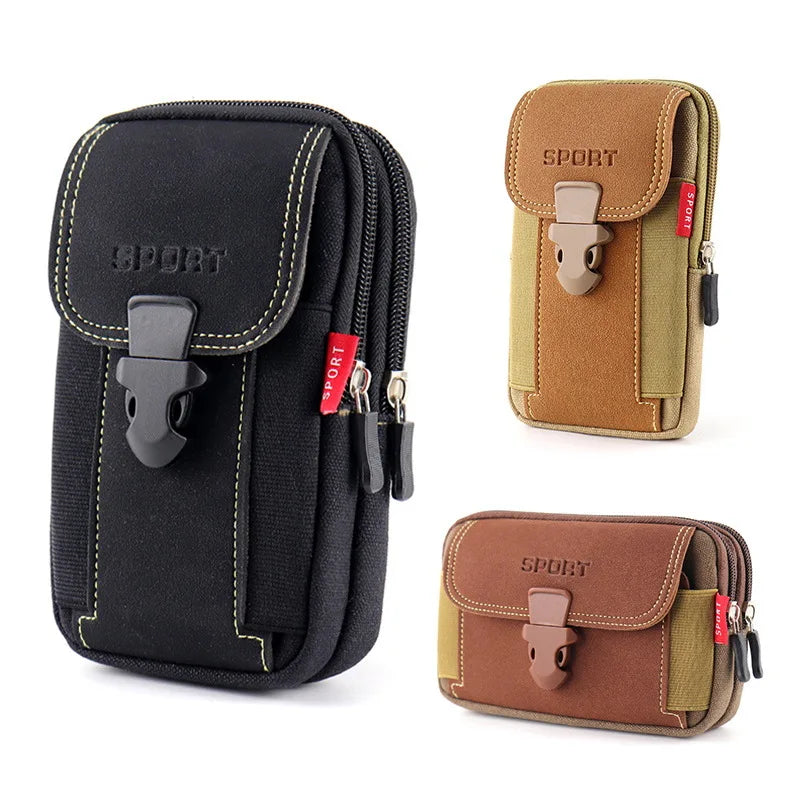 Men Multi-function Waist Bag Casual Mobile Phone Purse Pocket Outdoor Sports Tactical Pouch Belt Waist Pack Bag Running Pouch