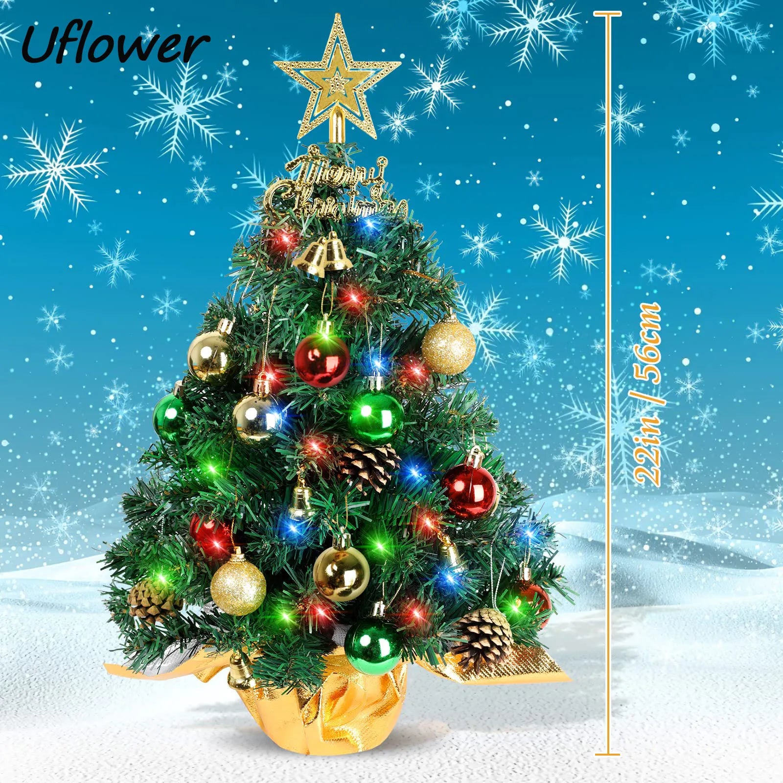 Hot Sale 60cm Christmas Tree Home Decoration PVC Artificial Xmas Ornaments Desktop Christmas Tree Party New Year 2024 With light