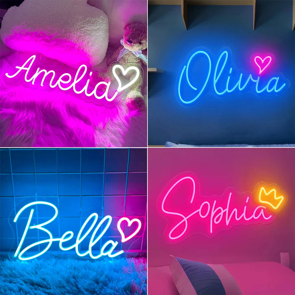 Custom Neon Signs Name Neon Sign Led Dimmable Neon Light For Wedding Party Home Wall Decor Customized Gifts Shop Sign USB