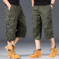 Summer Men's Cargo Shorts Loose Casual Below Knee Pants Elastic Waist Plus Size Outdoor Jogging Tactical Capri Pants