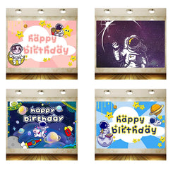 Cute astronaut Birthday Supplies Girl Party Banner Kid Cartoon Decoration Background Photography backdrop