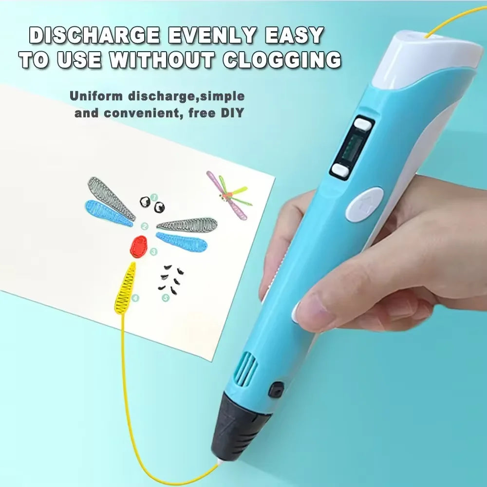 Bulbusbow Electronic 3D Printing Pen 25MPLA Long Thread Children's 3D Graffiti Drawing Tool Drawing Smart Toy DIY Christmas Birthday Gift