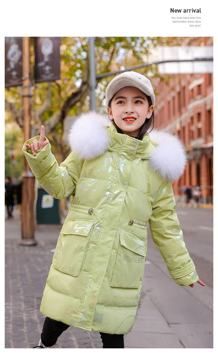 New Winter Down cotton Jacket Girls Waterproof Hooded Coat Children Outerwear Clothing Teenage 5-16Y clothes Kids Parka Snowsuit