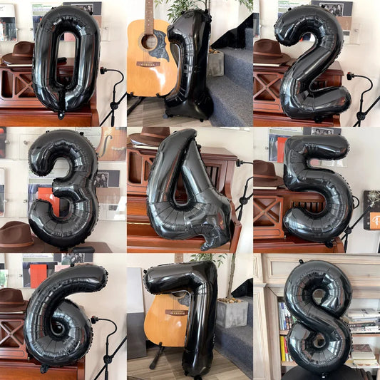 1pc INS 32inch Black Large Number Foil Balloons Figure Helium Balloon Birthday decals Photo props Birthday Party Decorations