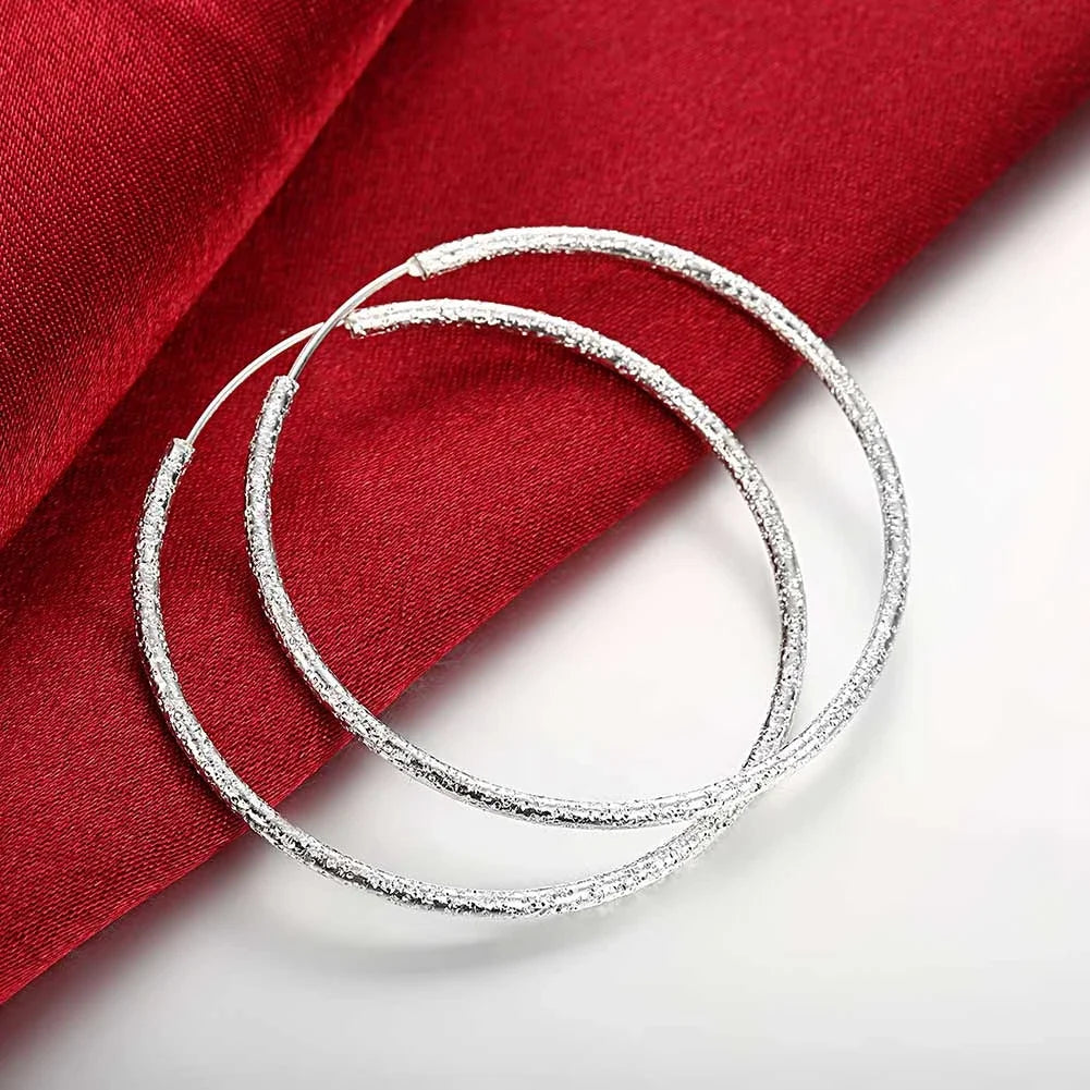 Top Quality 925 Sterling Silver Earrings Simple Round Circle Hoop Earrings For Woman Fashion Wedding Engagement Charm Jewelry