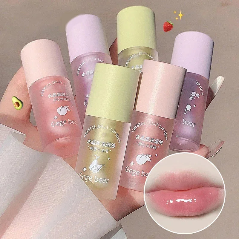 Crystal Jelly Lip Oil Hydrating Plumping Lip Coat Lipstick Moisturizing Mirror Lip Gloss Clear Lip Plumper Cosmetics Makeup