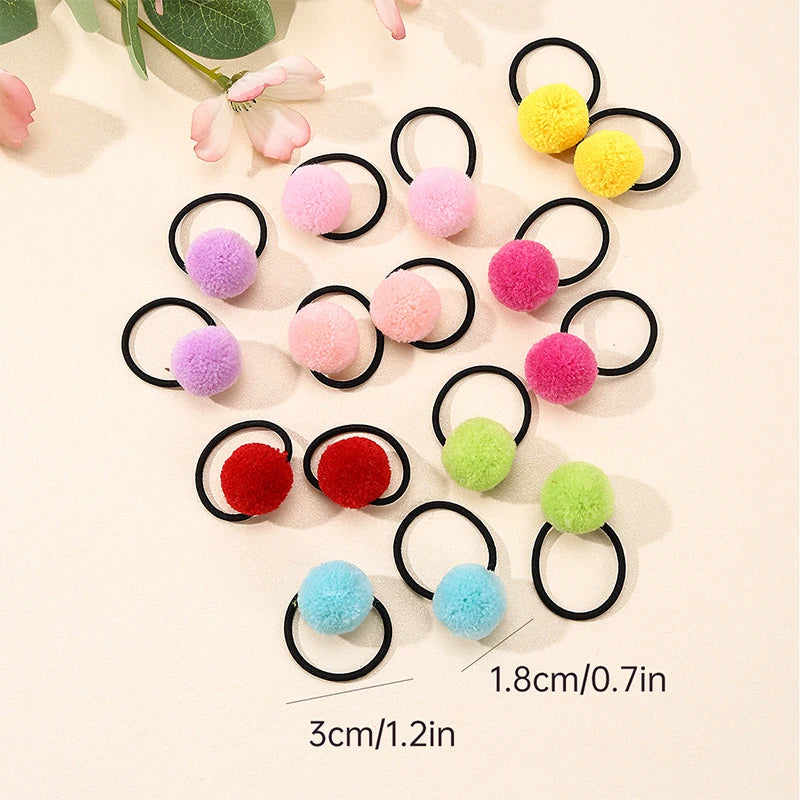 ncmama 16Pcs/lot Sweet Girls Animal Hair Ball Hair Ring Rubber Baby Hair Bands Kids Headwear Korean Hair Accessories Ornaments