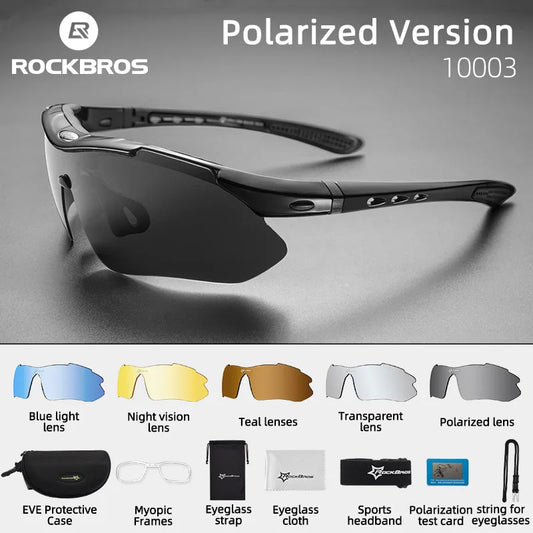 ROCKBROS Cycling Polarized glasses Bike Photochromic Outdoor Sports Sunglasses MTB PC Goggles Eyewear 5/3 Lens Bicycle Accessory