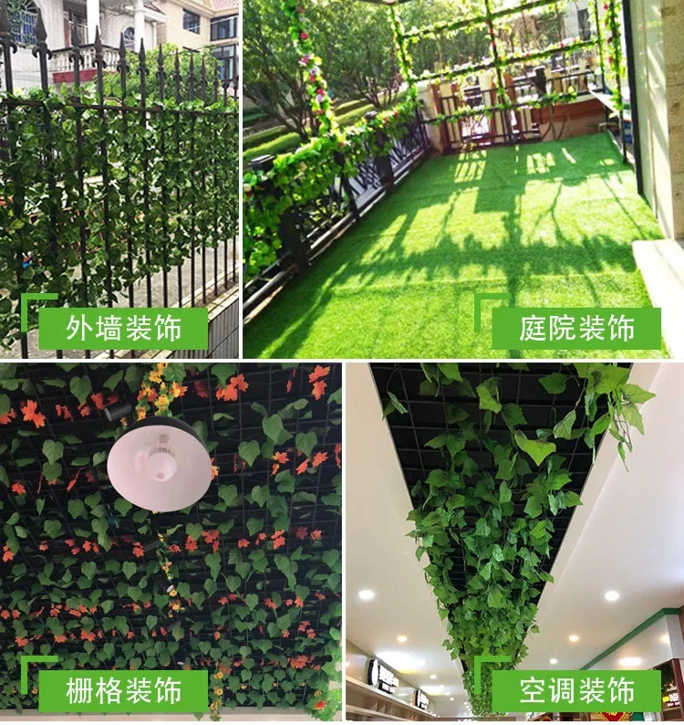 1PC 2.2M Artificial Plants Home Decor Green Silk Hanging Vines Fake Leaf Garland Leaves For Wedding Party Room Garden Decoration