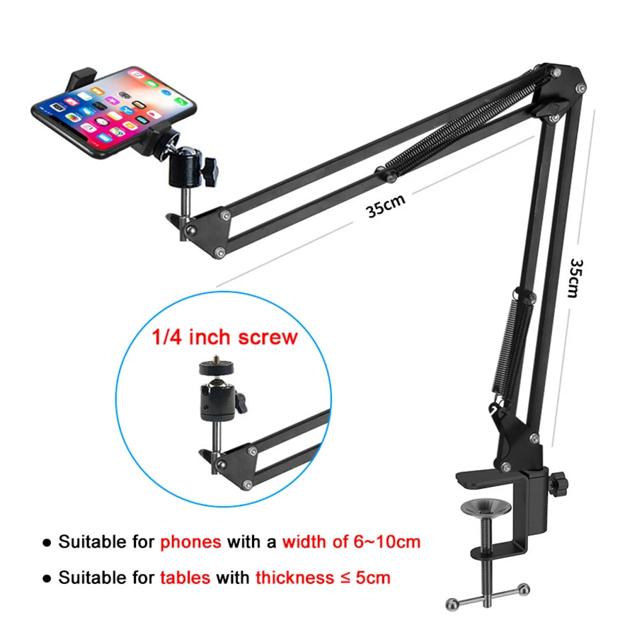 MAMEN 360° Rotating Long Arm Phone Tablet Holder Overhead Stand Desktop Bed Lazy Cantilever Bracket for HUAWEI Xiaomi iPhone