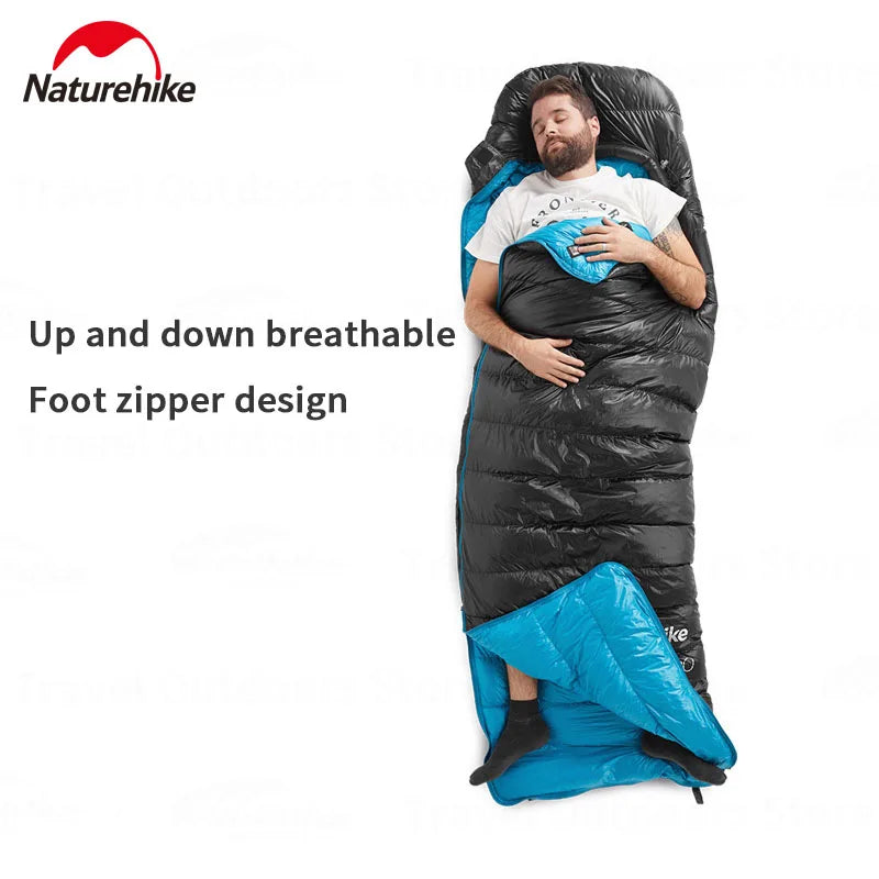 Naturehike Outdoor Duck Down Sleeping Bag Ultralight Portable 0°C~5°C Winter Camping Warm 1 Person Envelope 750FP Sleeping Bag