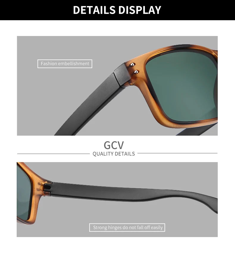 GCV Brand Fashion Wrap Frame Retro Decorative Photochromic Classic Polaroid Women Men Versatile Pattern Sunglasses UV400 Goggles