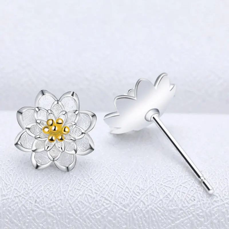 925 Sterling Silver Woman's New Fashion High-quality Jewelry Flower Stud Earrings XY0240