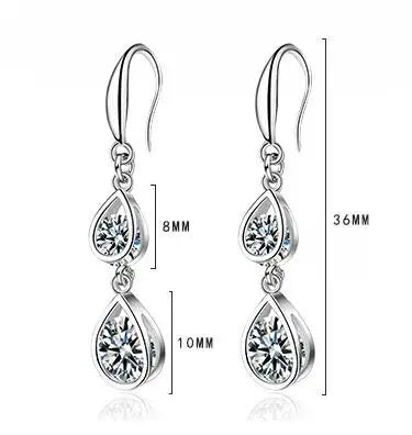 100% 925 Sterling Silver Sparkling High Carbon Diamond Created Moissanite Drop Earrings Wedding Party Bridal Fine Jewelry