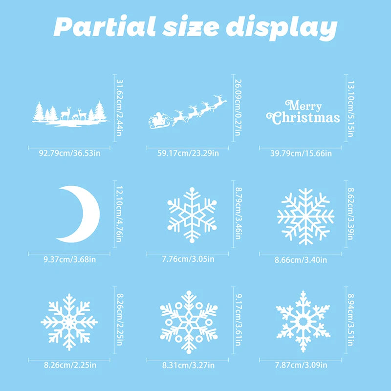 Double-Sided Christmas Window Clings Designs Snowflake Static Stickers Decoration White Xmas Ornaments Reusable Party Supplies