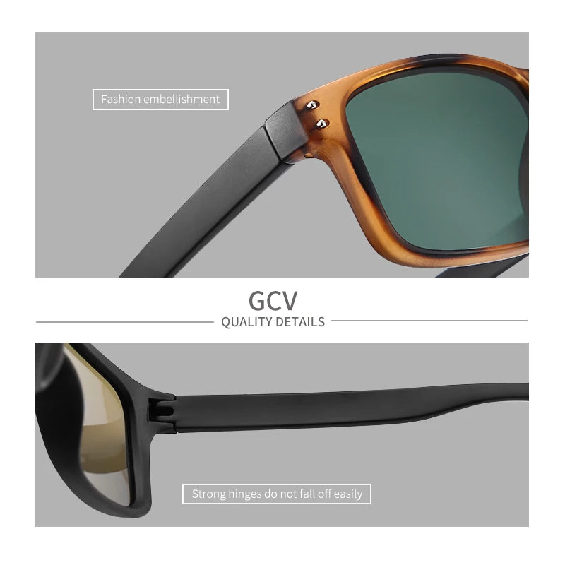 GCV Brand Fashion Wrap Frame Retro Decorative Photochromic Classic Polaroid Women Men Versatile Pattern Sunglasses UV400 Goggles