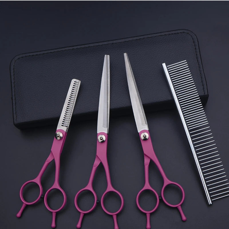 7 Inch Stainless Steel Dog Grooming Scissors Comb Thinning Up Down Curved Pet Grooming Scissors For Animal Cutting Hair Clipper