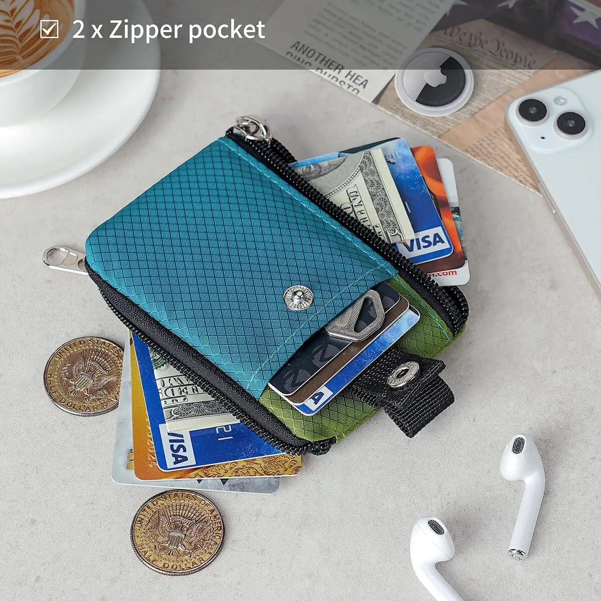 Wallet ID Badge Holder Waterproof Nylon Zipper Pouch and Lanyard Student Bus Transfer Cards Cash Coin Travel Bag RFID Blocking