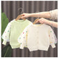 Spring Autumn Baby Girl Sweater Cardigan Cotton Round Collar Tulle Lantern Sleeve Kid Girl Coat Star Newborn Girl Knitwear Coats