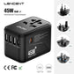 Bulbusbow Universal 65w Travel Adapter with 2 USB Ports and 3 Type-C Fast Charging for Worldwide Travel