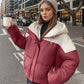 YJKDYK 2024 Winter Women's Cotton Jacket Female Contrast Hooded Thicken Warm Parkas Coats Top Women Street Fashion Jacket