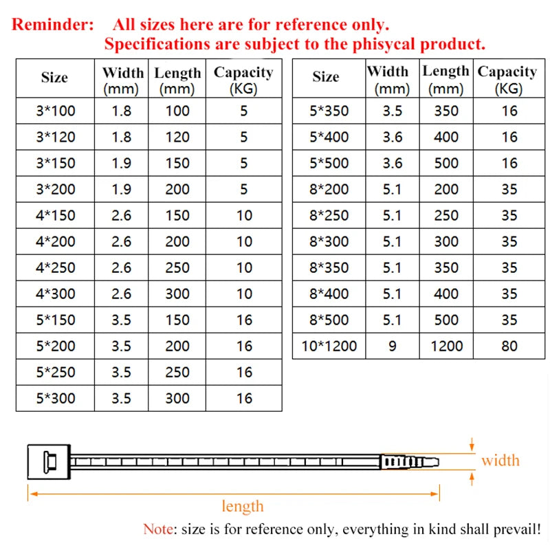 自锁式塑料尼龙扎带 100 条/包 黑色 拉链缠绕带 尼龙扎带套装 紧固环 线圈缠绕带