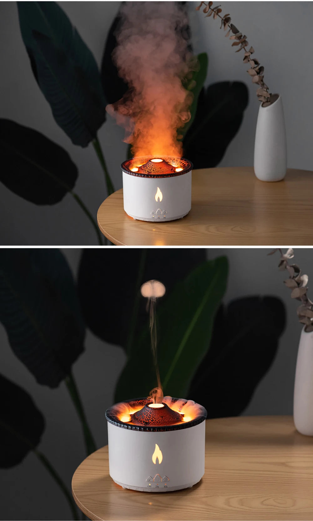 Volcano Fire Flame Air Humidifier Aroma Diffuser Essential Oil with Remote Control Jellyfish for Home Fragrance Mist Mak Smoking