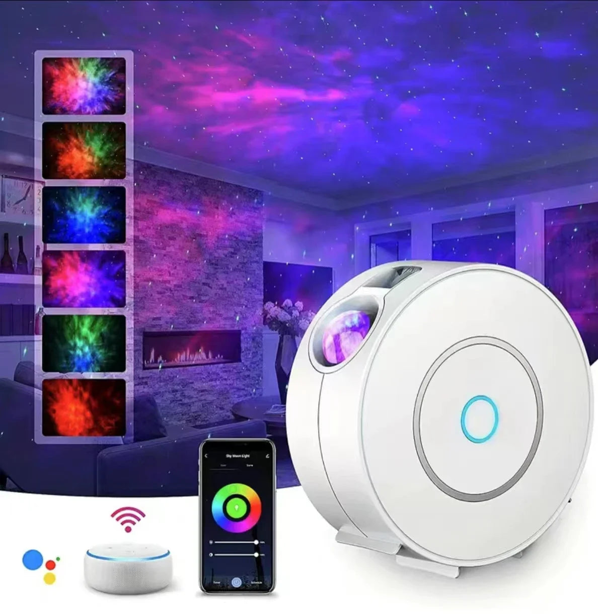 LED 彩色智能 Wifi 应用星空投影仪 Alexa 星系投影仪夜灯星空星云月亮智能星空投影仪