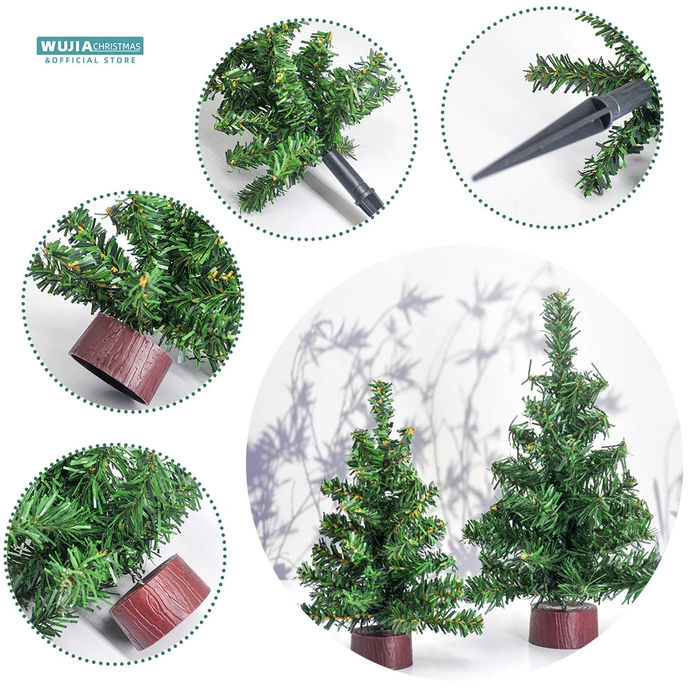 20/25/30/40cm Artificial Christmas Tree Desktop Decor Simulation Small Pine Tree Home Noel Navidad Ornaments New Year Kids Gifts