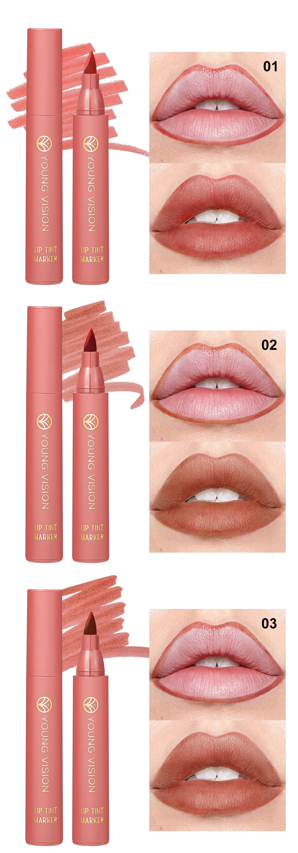 Bulbusbow Matte Lipstick Lip Dye Pen Lipliner Waterproof Lasting Sexy Matte Lip Liner Contour Pen Lipgloss Makeup Non-Stick Cup Cosmetics