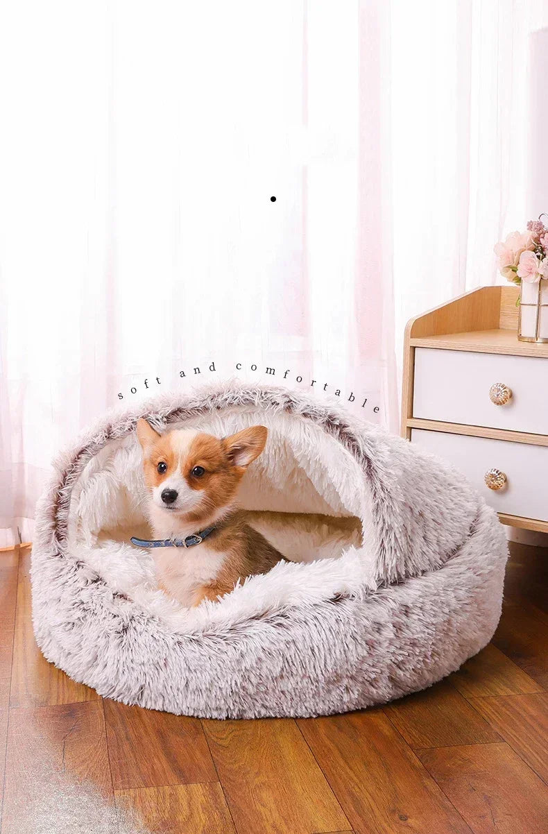 winter dog Plush Round Bed Pet Mattress Warm Soft Comfortable Basket Cat Dog Sleeping Bag Nest for Small Dogs Medium dogs cat