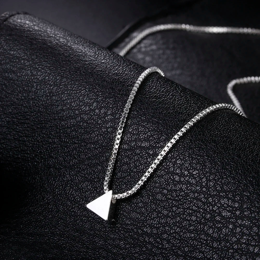 High quality 925 Sterling Silver fine geometry triangle Pendant Necklace For Women Fashion wedding party Jewelry Holiday gifts