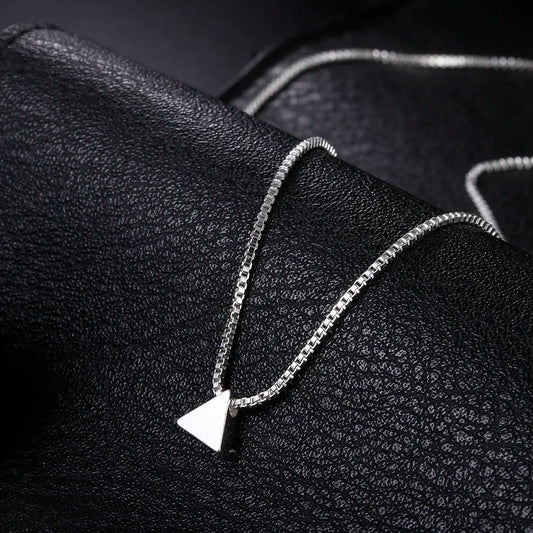 High quality 925 Sterling Silver fine geometry triangle Pendant Necklace For Women Fashion wedding party Jewelry Holiday gifts