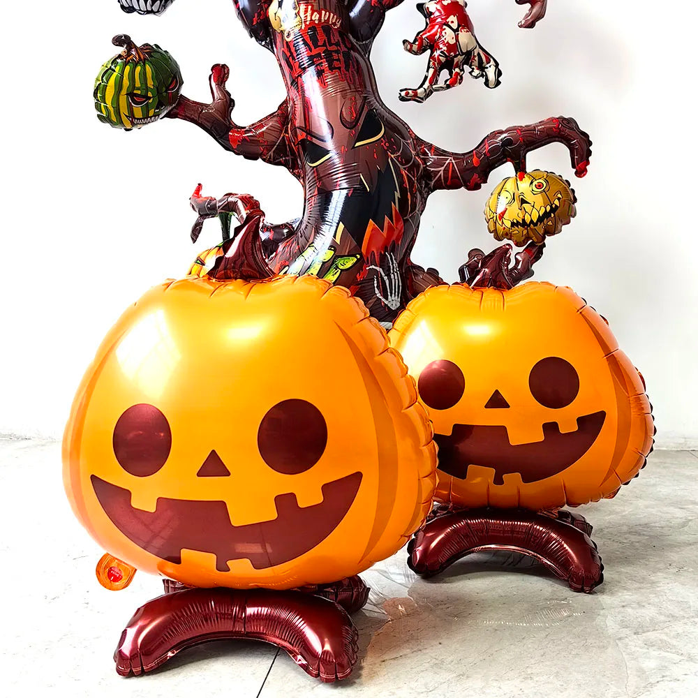 Halloween Pumpkin Balloons Self-Standing Ghost Tree Balloons Pumpkin Foil Balloon for Halloween Party Decoration Supplies